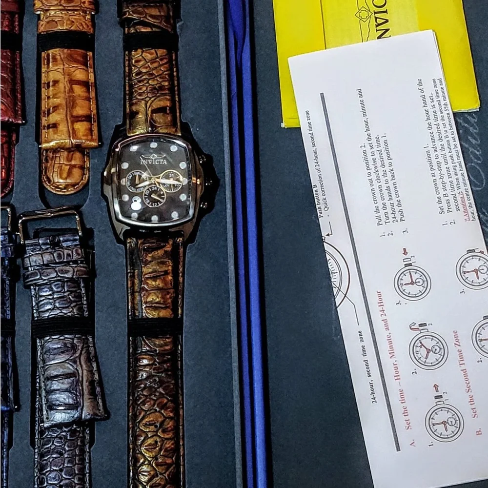 Invicta Lupah 14545 Swiss 47mm Men's Watch Multi dial Interchangeable Bands.
